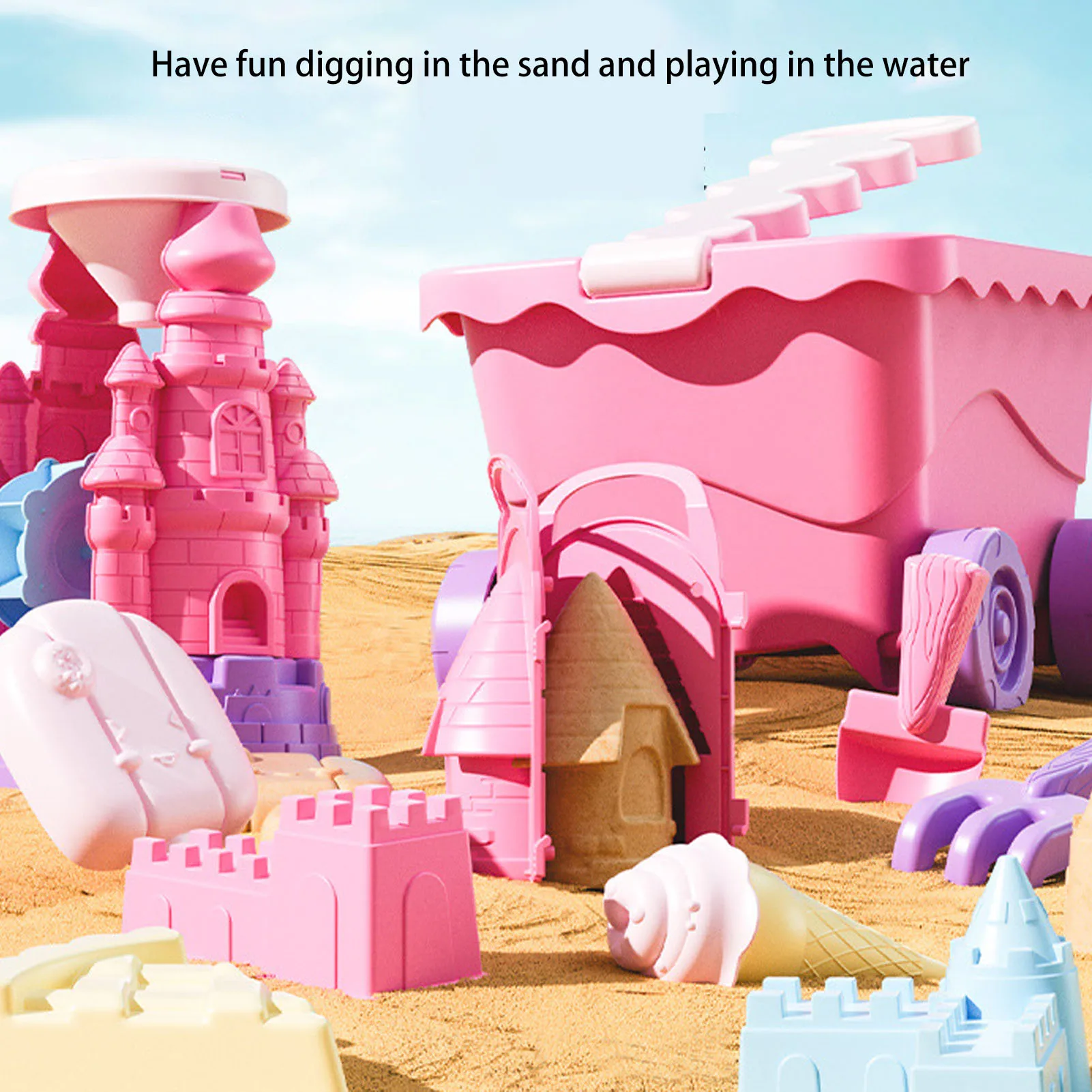 Kinderburg-Spielset, Strandspielzeug für Kleinkinder, Eimer und Schaufeln, Sandspielzeug für Outdoor-Aktivitäten_voghion.com