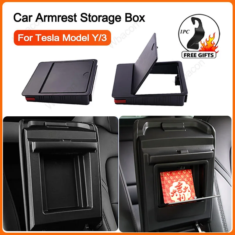 

For Tesla Model 3 Model Y 2023 2022 Car Armrest Hidden Storage Box Center Console Organizer For model y Accessories