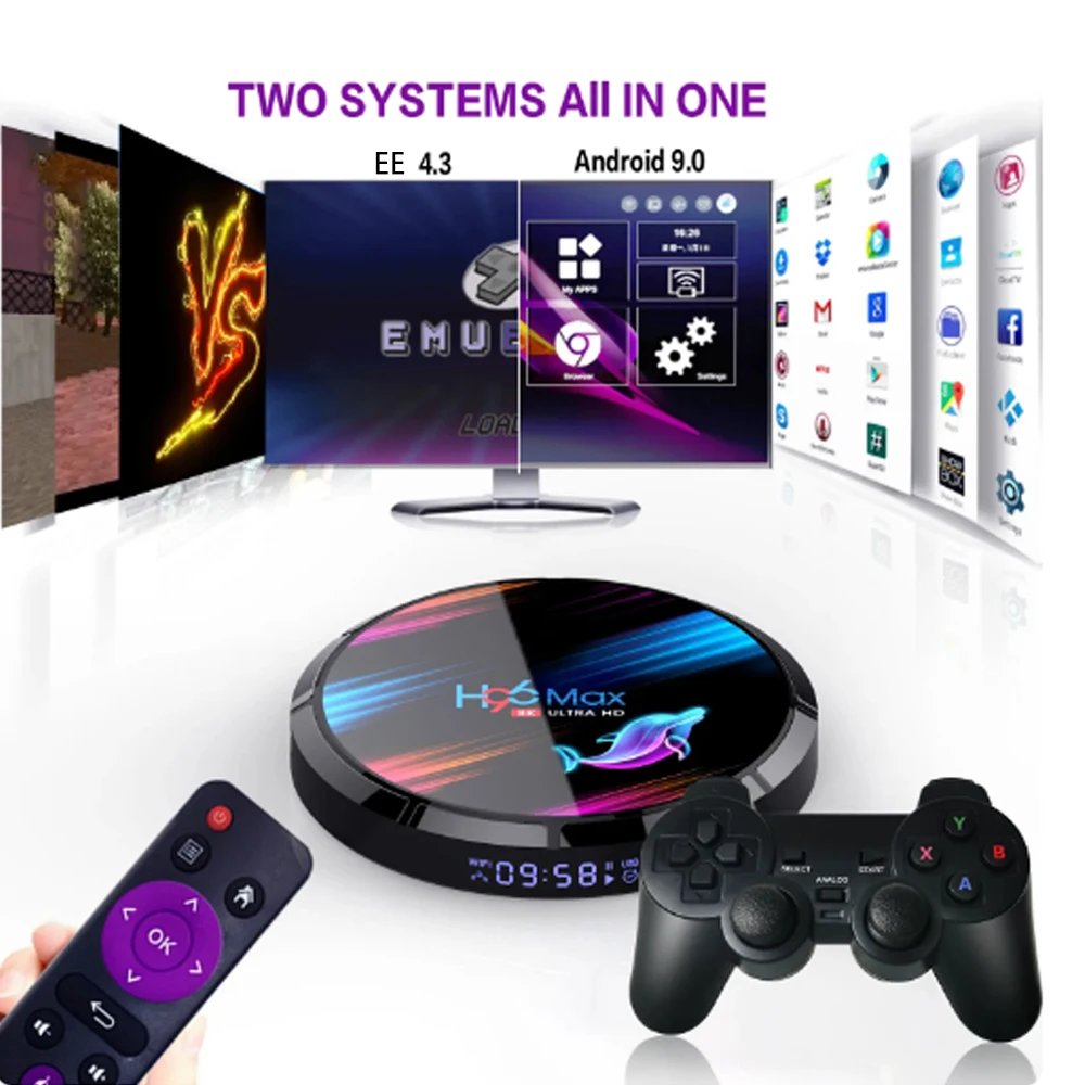 Console Per Videogiochi Retrò 4K Hd H96 Game Box Per Ps1/Psp/N64/Dc/Snes Con 50000 Giochi Game Player Tv Box Scatola Per Videogiochi