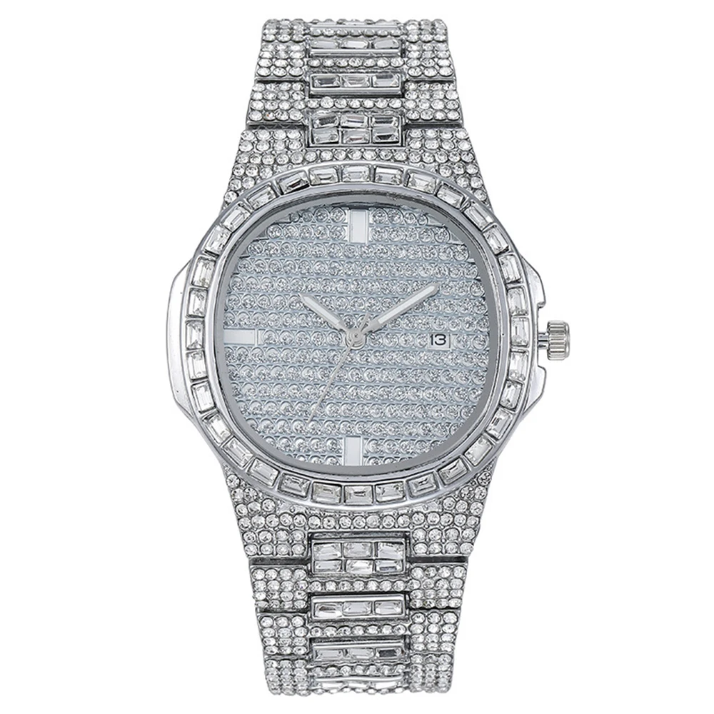 Luxury Women Watch Set Gold Watches Letter Necklaces Bracelet Cuban Chain Rhinestones Bling Jewelry 4Pcs Sets Gifts For women