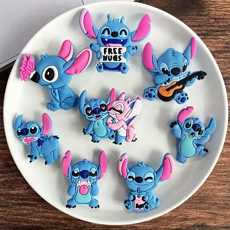 Shoe Charms 8PCS Miniso Stitch Series Shoe Buckles Cute Cartoon Pattern Detachable Decorative Accessories