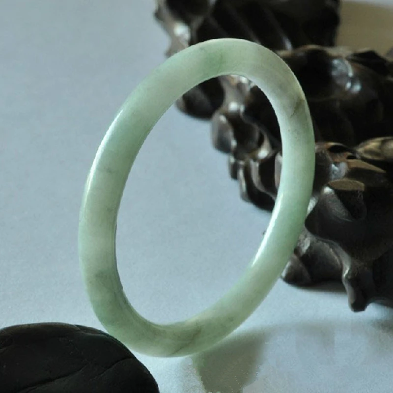 Natural Chinese Guizhou Cui Hand Carved Round Bar Jade Bracelet Fashion Boutique Jewelry Men and Women Light Color Jade Bracelet