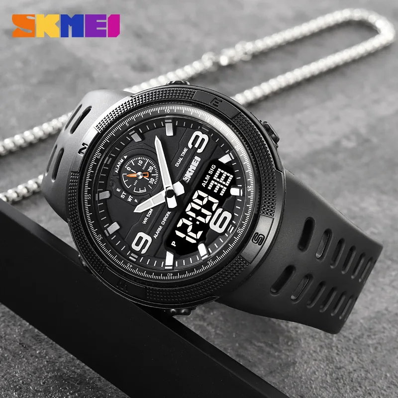 

SKMEI 1655 Outdoor Sports Men's Electronic Watch Dual Display Multi functional Waterproof Student Exploration Watch