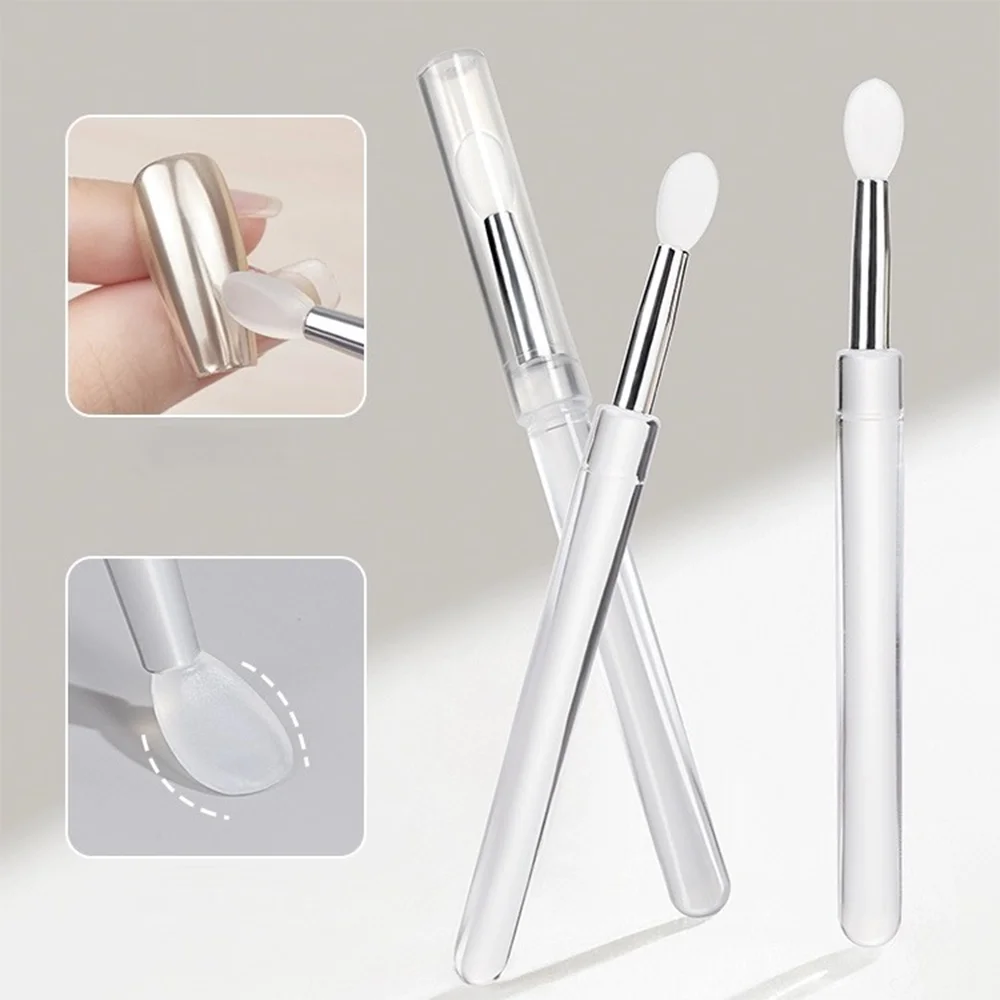 （1pcs Transparent Silicone Stick）New Nail Arts Reusable Silicone Applicator Manicure Tool easy-daub Pigment Silicone Nail Brush