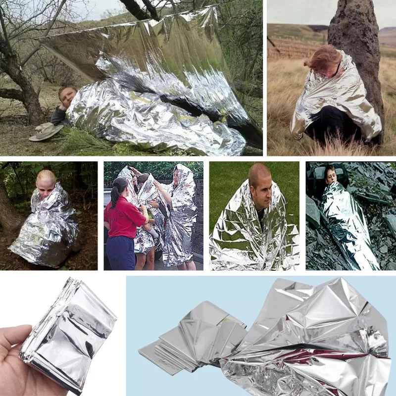 First Aid Blanket Outdoor Survival Emergency Portable Reflective Film Windproof Waterproof Aluminum Foil