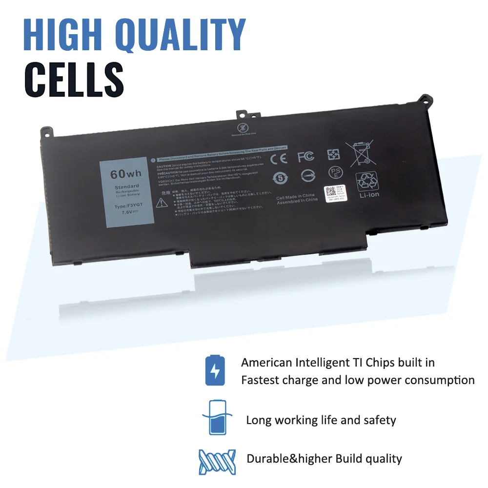 Dell Latitude F3YGT DJ1J0 60WH Laptop Battery - Compatible with Latitude 12 13 14 Series E7280 E7290 E7380 E7390 7280 7290 7380 7390 7480 7490 Description Image.This Product Can Be Found With The Tag Names Battery 60wh f3ygt, Battery dell latitud, Dell battery type f3ygt, Dell dj1j0 battery, F3ygt laptop battery