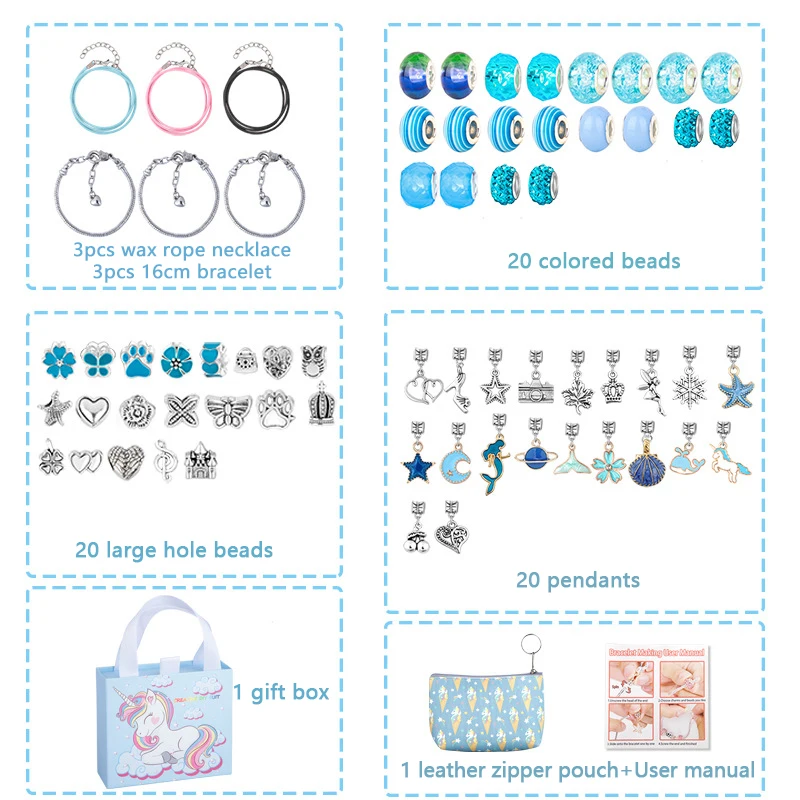 Diy Bracelet Making Kit Jewelry Making Accessories Kit With Beads, Pendant  Charms, Bracelets And Necklace String For Girls