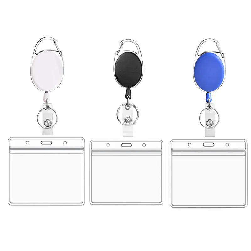 

Transparent Staff Work Card Holder with Neck Strap Retractable Clip Badge Reel Employee's Card Cover Case Lanyard ID Name Card