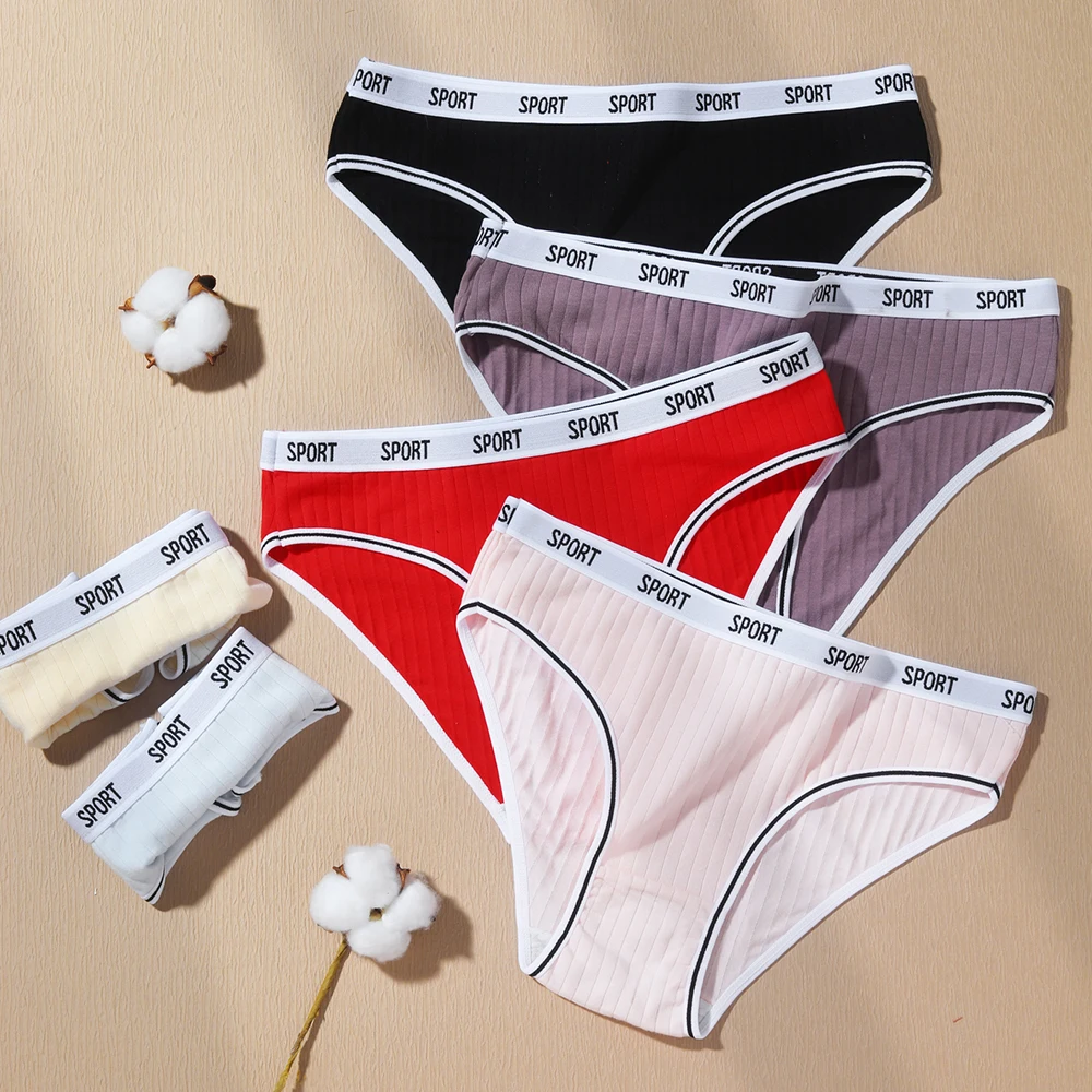 

VKME Women's Cotton Low Waist Panties Seamless Sexy Lingerie Underwear Women's Letter Sports Briefs Pants Underpants