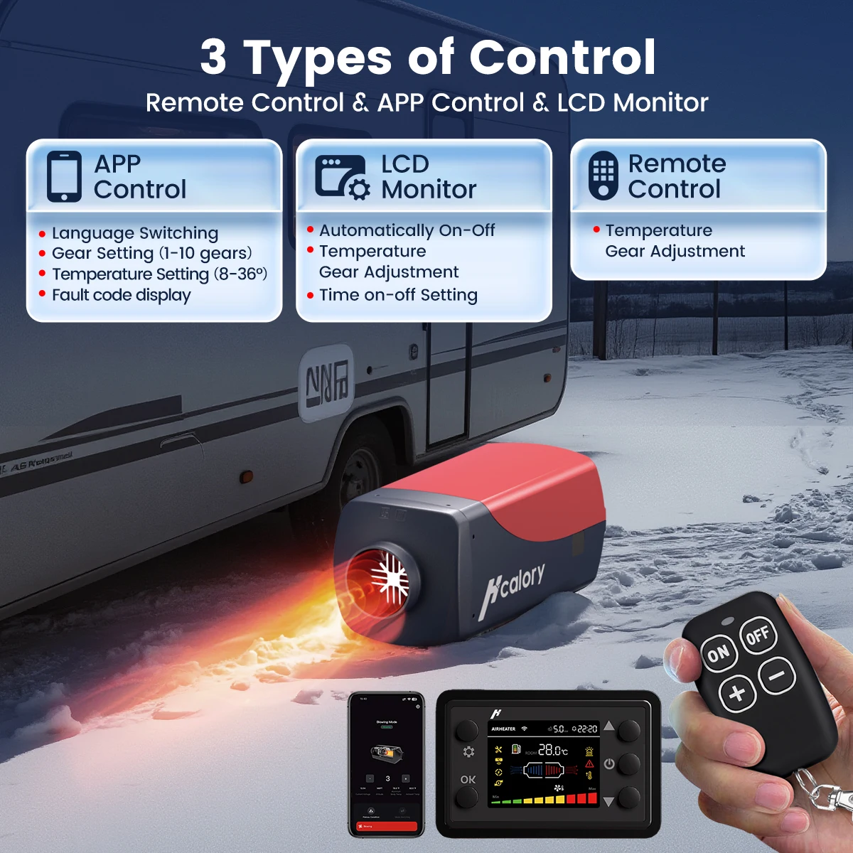 12V Diesel Car Parking Heater with Remote Control and LCD Monitor