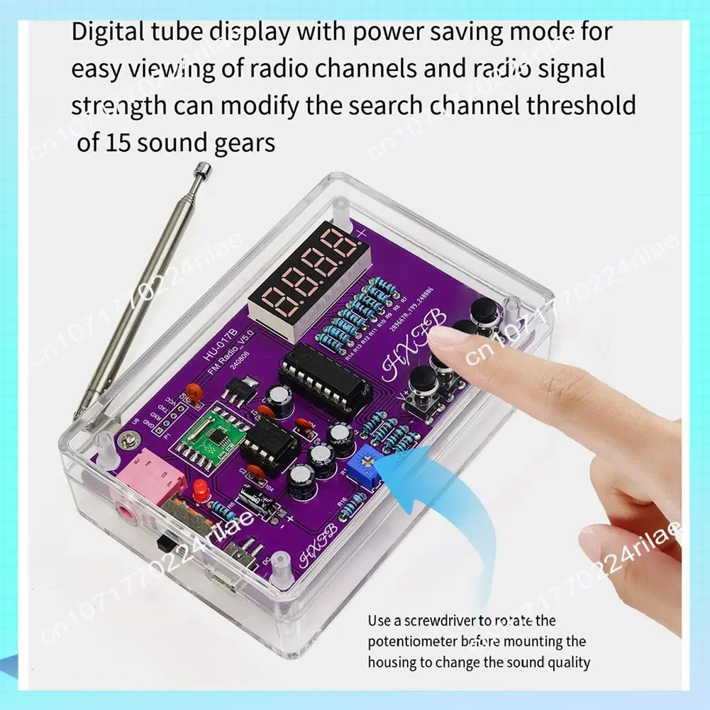 A17Z 새로운 HU-017B DIY FM 라디오 전자 키트 조정 가능한 주파수 87-108Mhz 디지털 디스플레이 DIY 납땜 프로젝트 연습