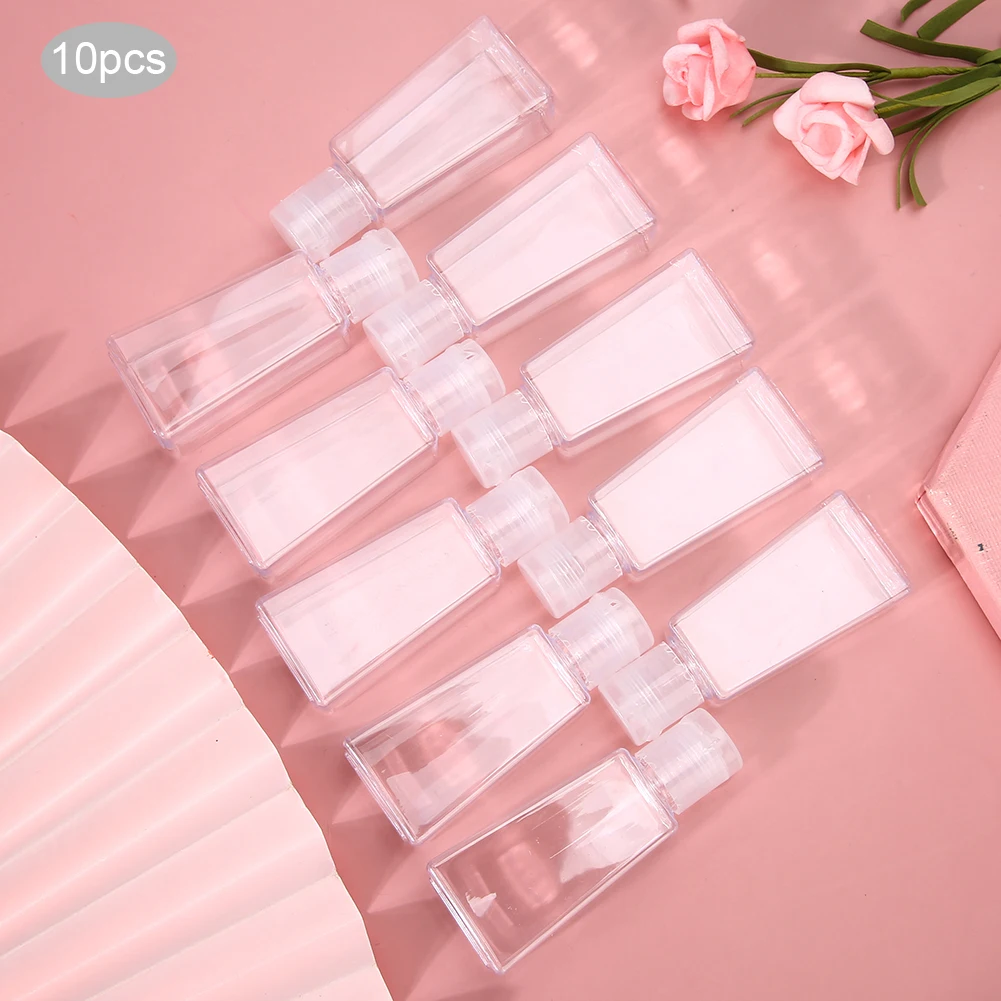 

10Pcs Lotion Cream Pump Bottle Plastic Transparent Makeup Cosmetic Travel Refillable Squeeze Dispensing Bottle Container 30ml