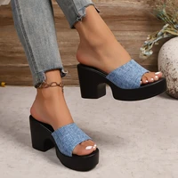 Summer Women Sandals Open-Toe Thick Platform Sandals Flip Flops Outdoor Chunky Heel Fashion Minimalist High Heels Shoes Women - Image 2