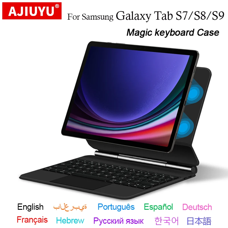 Tampa Magnética do Teclado com Luz de Fundo Touchpad Mágico para Samsung Galaxy Tab s7 T870 s8 X700 11 s9 2023 X710