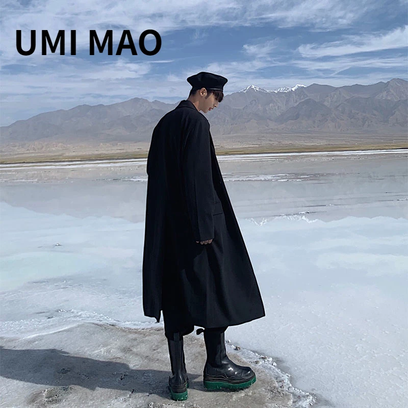 Umi Mao Yamamoto Dark Style Tea Card Salt Lake Autunno Moda Coreana Giacca A Vento Lunga Unisex Uomo Donna Trench Y2K