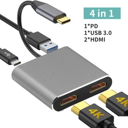 Dual 4K HDMI USB - C Hub Docking Station with USB 3.0 and PD Fast Charging (PD USB 2HDMI)