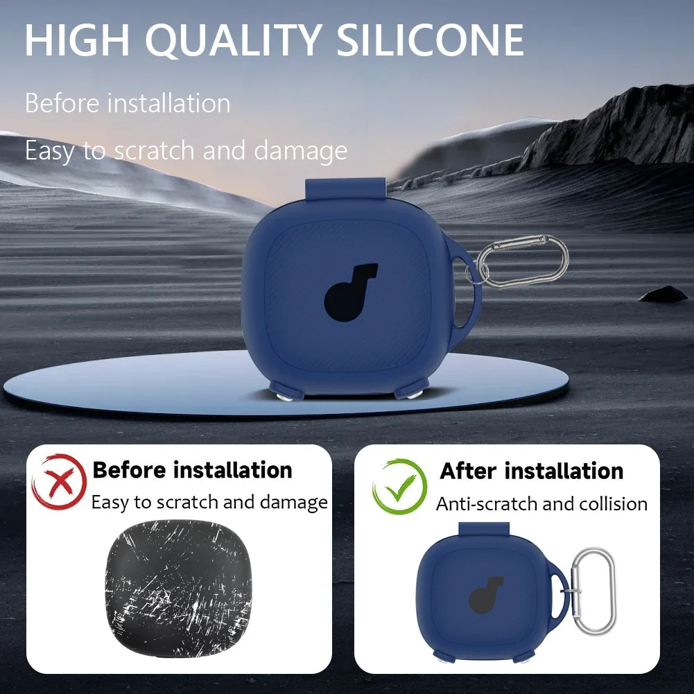 Silicone Case Cover with Carabiner Soft Protective Cover Shockproof Protective Skin Case Dustproof for Anker SoundCore Sport X20