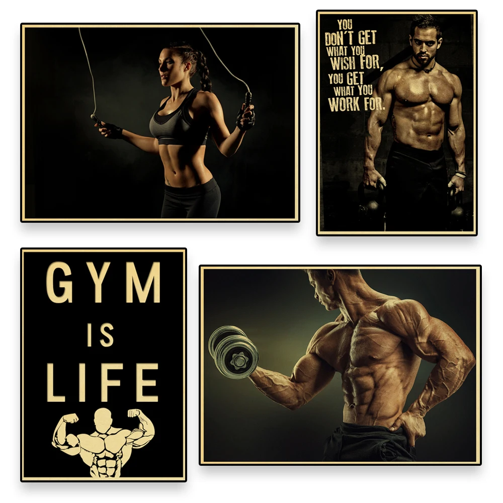 

Modern Muscle Bodybuilding Fitness Poster Motivational Quotes Prints Vintage Canvas Painting Wall Picture Gym Office Decoration