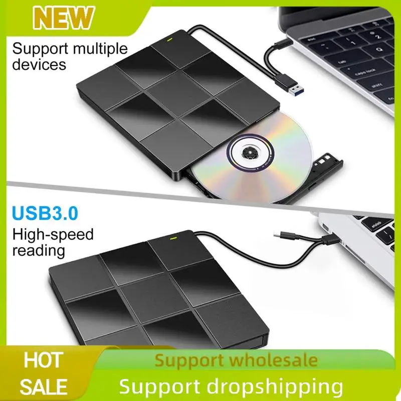 1 Piece 7-In-1 External Multi-Function Optical Drive Black Plastic Notebook External Recorder Ultra-Thin