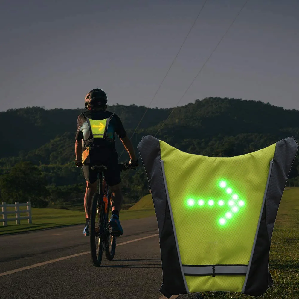 Cycling Wireless Remote Control Warning Vest LED Light Turn Signal Light Backpack Vest Reflective Safety For Night Hiking reflective safety vest