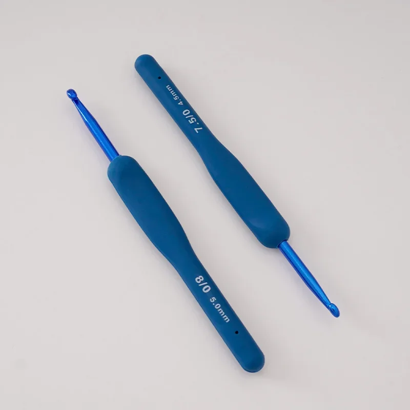 Blue Soft Handle Crochet 9 Sets New Blue Silicone Handle Crochet Set Wool Sweater Knitting Tools