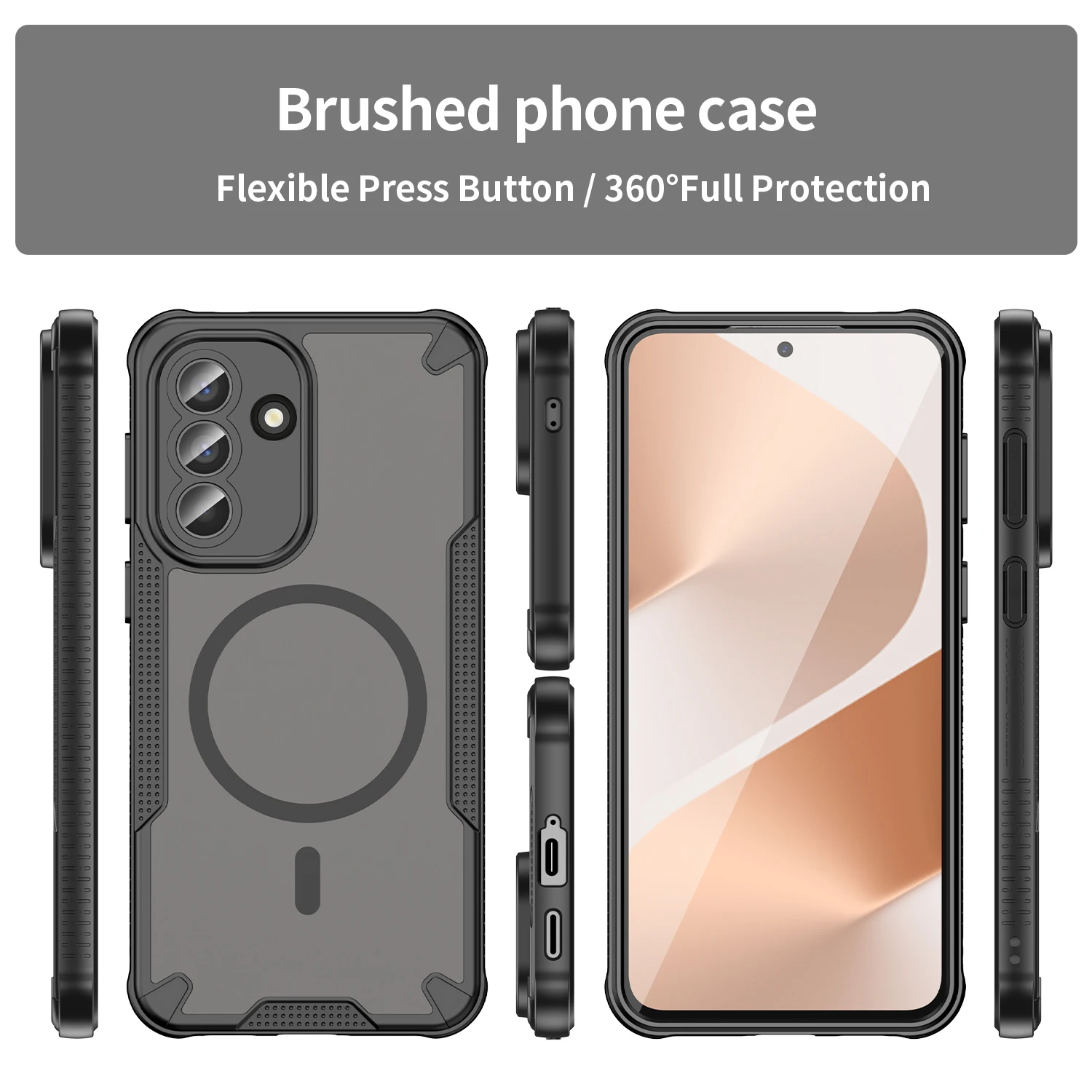 Magnetic Luxury Matte Translucent Armor Shockproof Phone Case with Magsafe Wireless Charging
