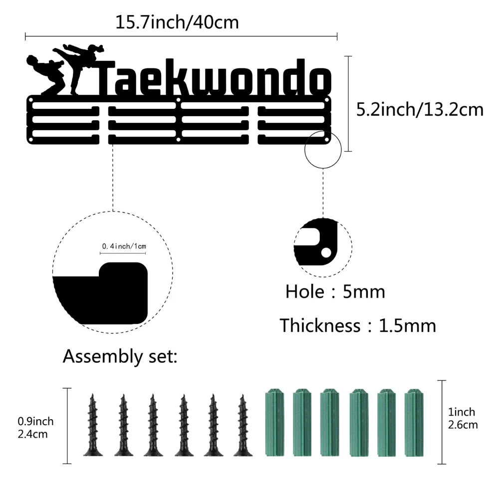 Porta Medaglie Da Parete SUPERDANT Per Judo - 30 Ganci - Nero - Per Medaglie E Cinture - Foto 6