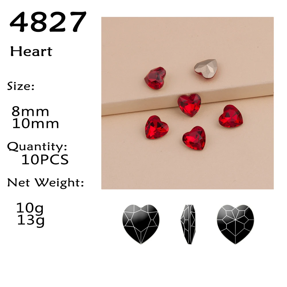 Light Siam 10 Stück Verschiedene Formen DIY Strass-Applikationen Kristalle Pointback zum Aufkleben auf Nägel Strass-Schmuck Rote Glasperlen – Detail 17