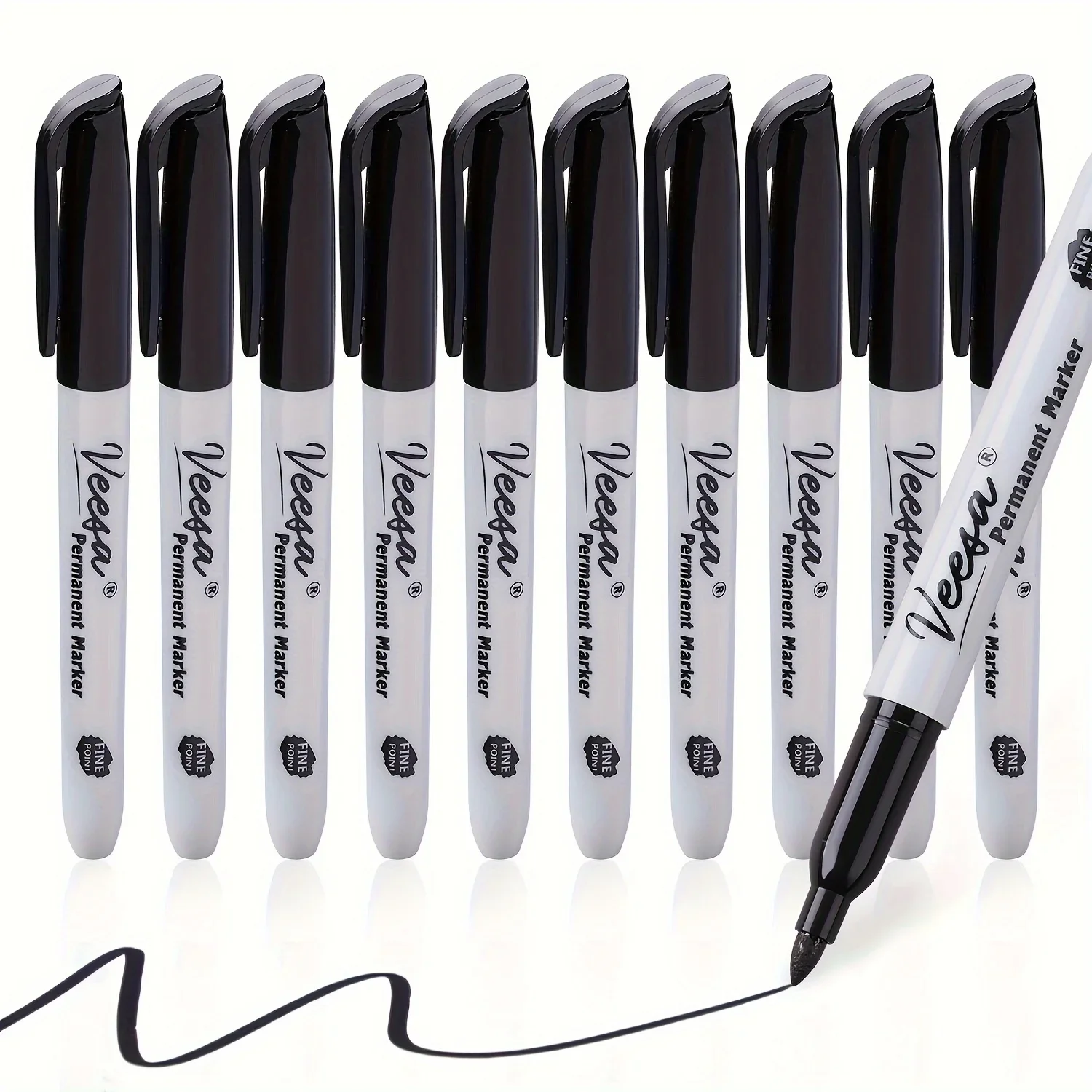 Eco Safe 12-Piece Precision Permanent Markers - Quick Dry, Waterproof, Smudge-Proof