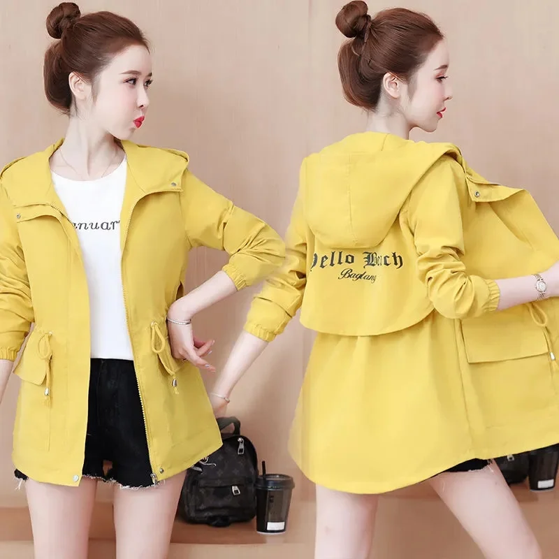 

New Spring Autumn Trench Coat Women Hooded Lining Mid Long Windbreaker Female Outerwear Tops Big Size Jackets Gabardina Mujer