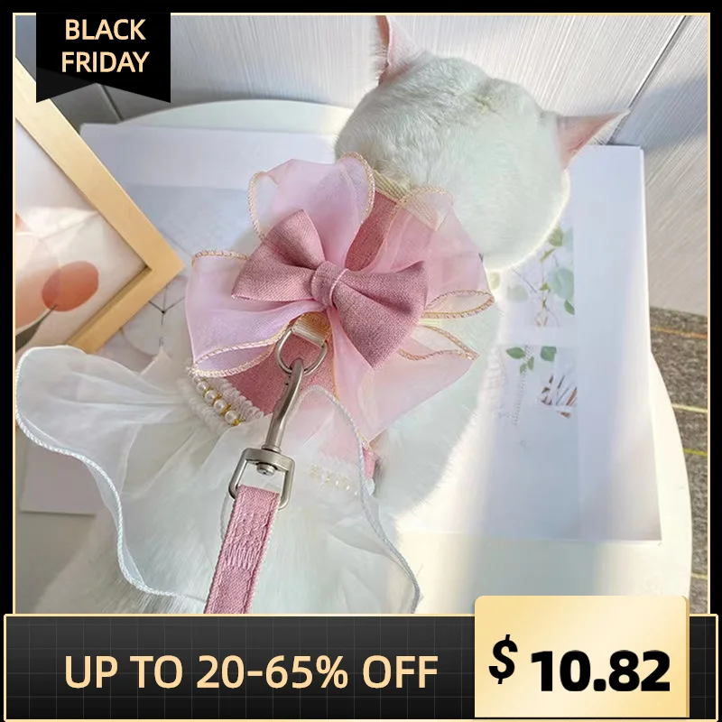 

Pet leash walking cat leash cat chest strap leash princess skirt dual-use pet clothes out slip cat leash dog rope
