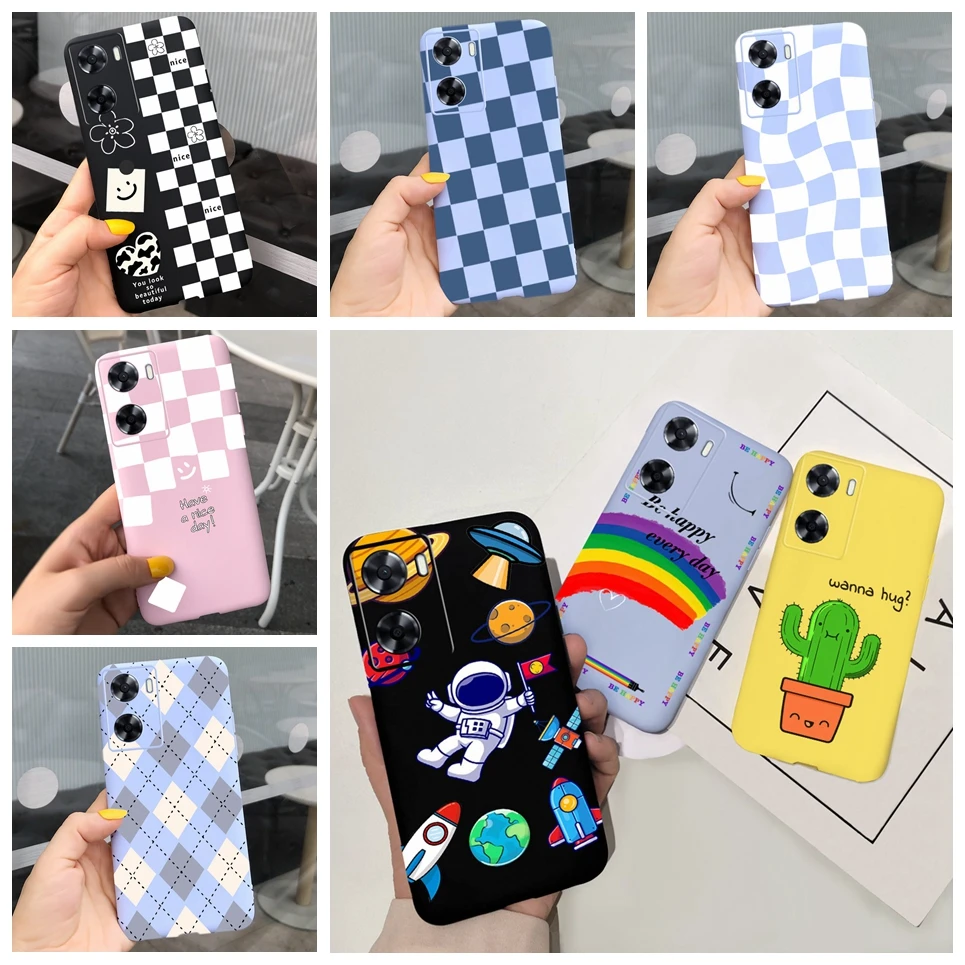 Custodia Per Telefono Con Elemento Reticolo Per Oppo A57 A77 2022 A76 A36 A96 4G Custodia Cute Astronaut Dragon Cartoon Cover Per Oppo A76 Candy Capa