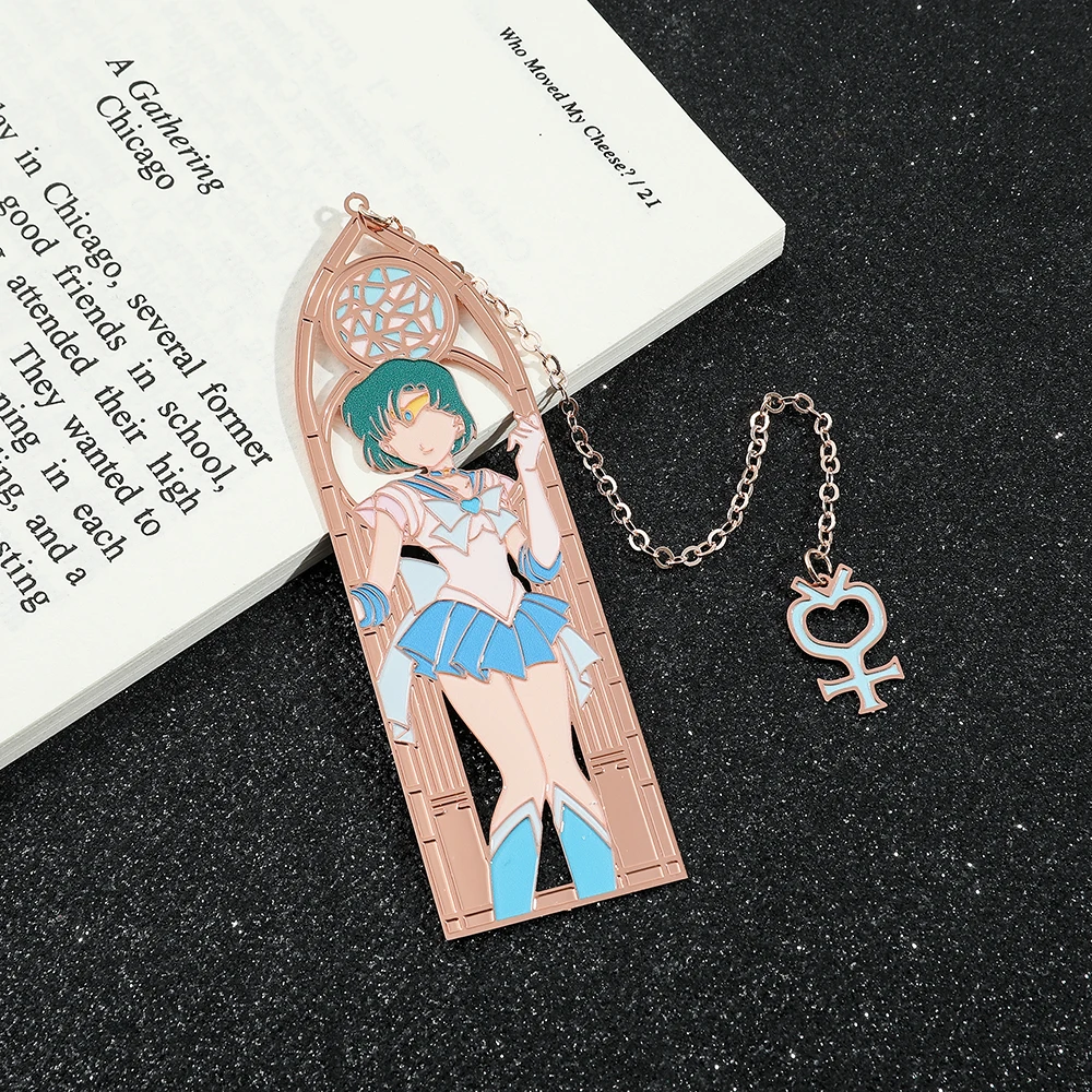 Anime Sailors Moon Sweet Figure Metal Bookmarks for Women Girls Fans Collection Page Mark for Books Lover Reading Supplies Gifts