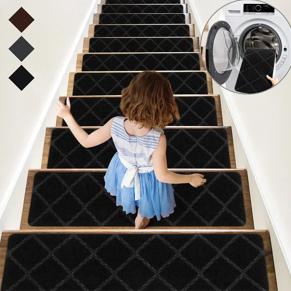 1pc-Anti slip stair mat, washable carpet with self-adhesive tape to prevent stair cover mat from moving