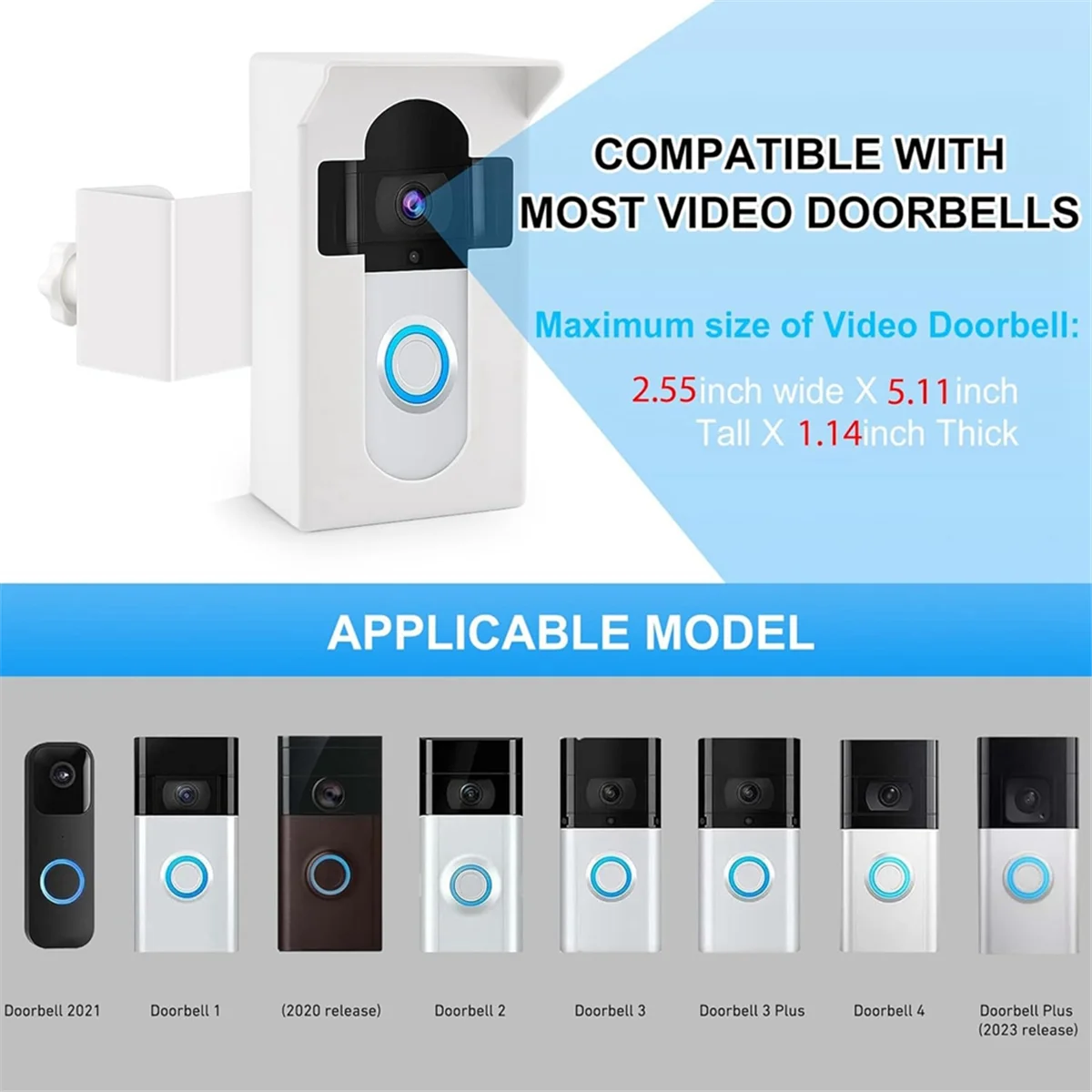 B03B-도난 방지 비디오 초인종 마운트, RingDoorbell 마운트용 아파트 문 홈 임대용 드릴 홀더 브래킷 없음