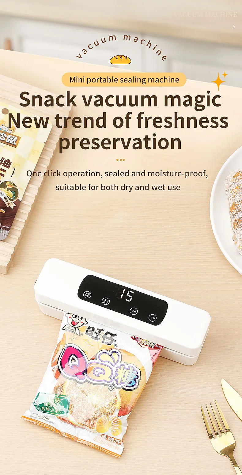 Description Picture 5 of itemVacuum Sealer Plastic Bags Packaging Machine USB Rechargeable Portable Mini Food Bag Sealing External Suction Heat Vacuum Sealer