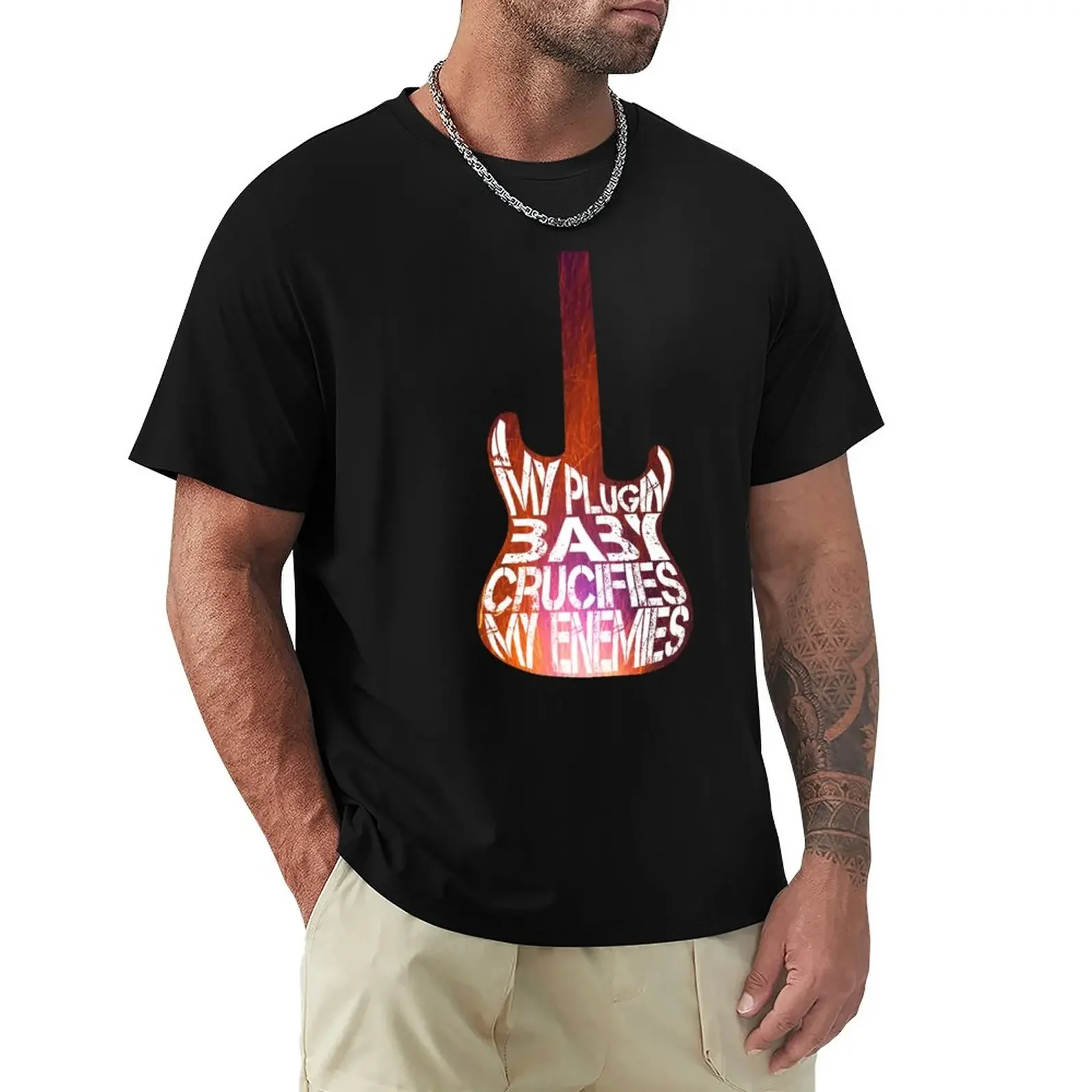 Muse Plugin T-Shirt Baby - Guitar Taglie Forti Per Magliette Nere Da Ragazzo Per Uomo