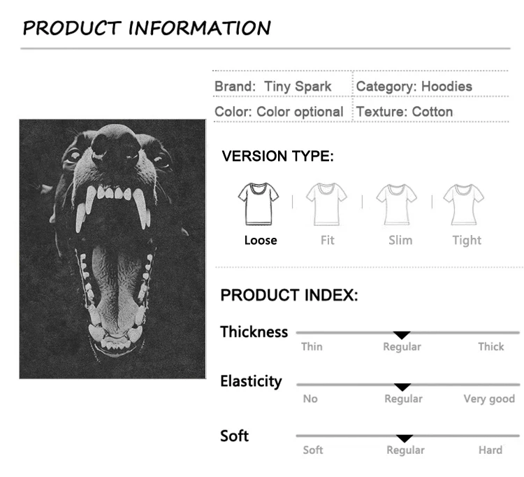 Snarling Dog Graphic Hoodie S6b03b45ad8074f29a82ef03c41f97180M