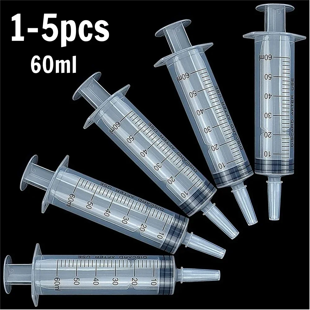 60/100ml Measuring Syringe Reusable Plastic Nutrient Filling Syringe Without Needle Glue Pet Feeding Needle Kitchen Tool