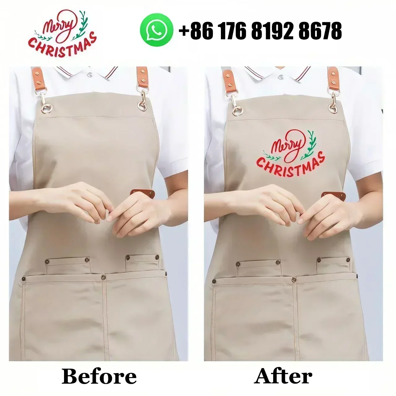 Personalized Waterproof Canvas Apron with Pocket