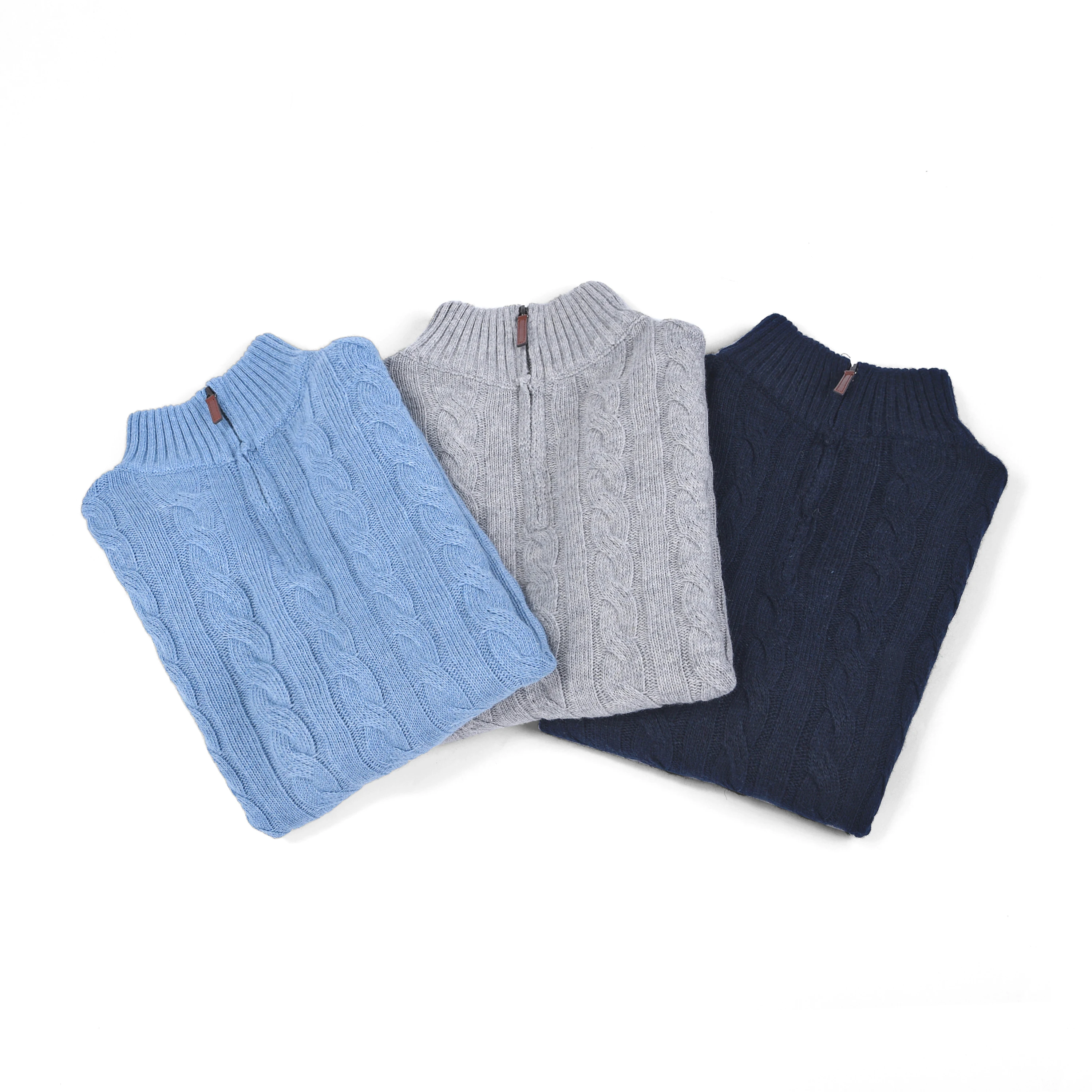 

Autumn and Winter New Men's Fashion Casual War Horse Embroidery Warm Knit Crewneck Half Zip Sweater