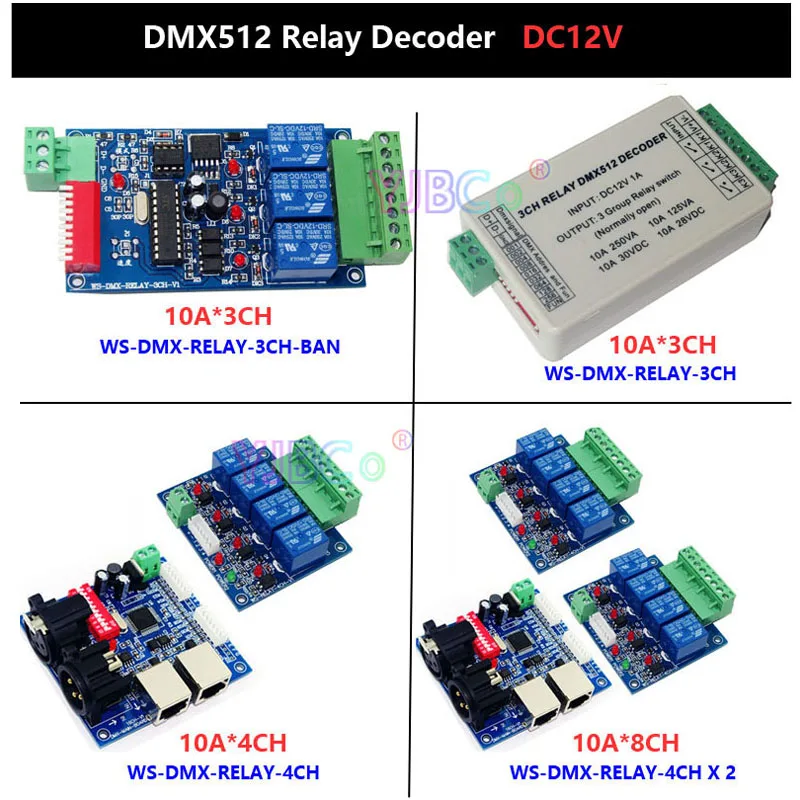 DCV 3CHCHCHCHCHCH Channels Relay Switch DMX Decoder Relay  Output DMX Controller For LED Strip,LED Lamp,Bulb