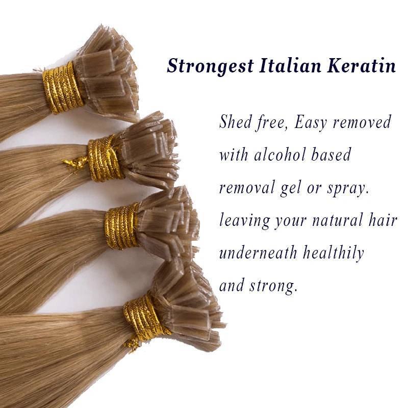 Human Hair Extension Straight 0.8g 1g / Stands Remy Flat Tip Silky Straight Natural Black Brown Pre Bonded Keratin Fusion Hair human hair extension