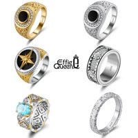 EFFIE QUEEN 925 Sterling Silver Eternity Rings With AAAA Sparkling CZ Ornament Luxury Style, Prefect Choice for Man & Women NMR 2