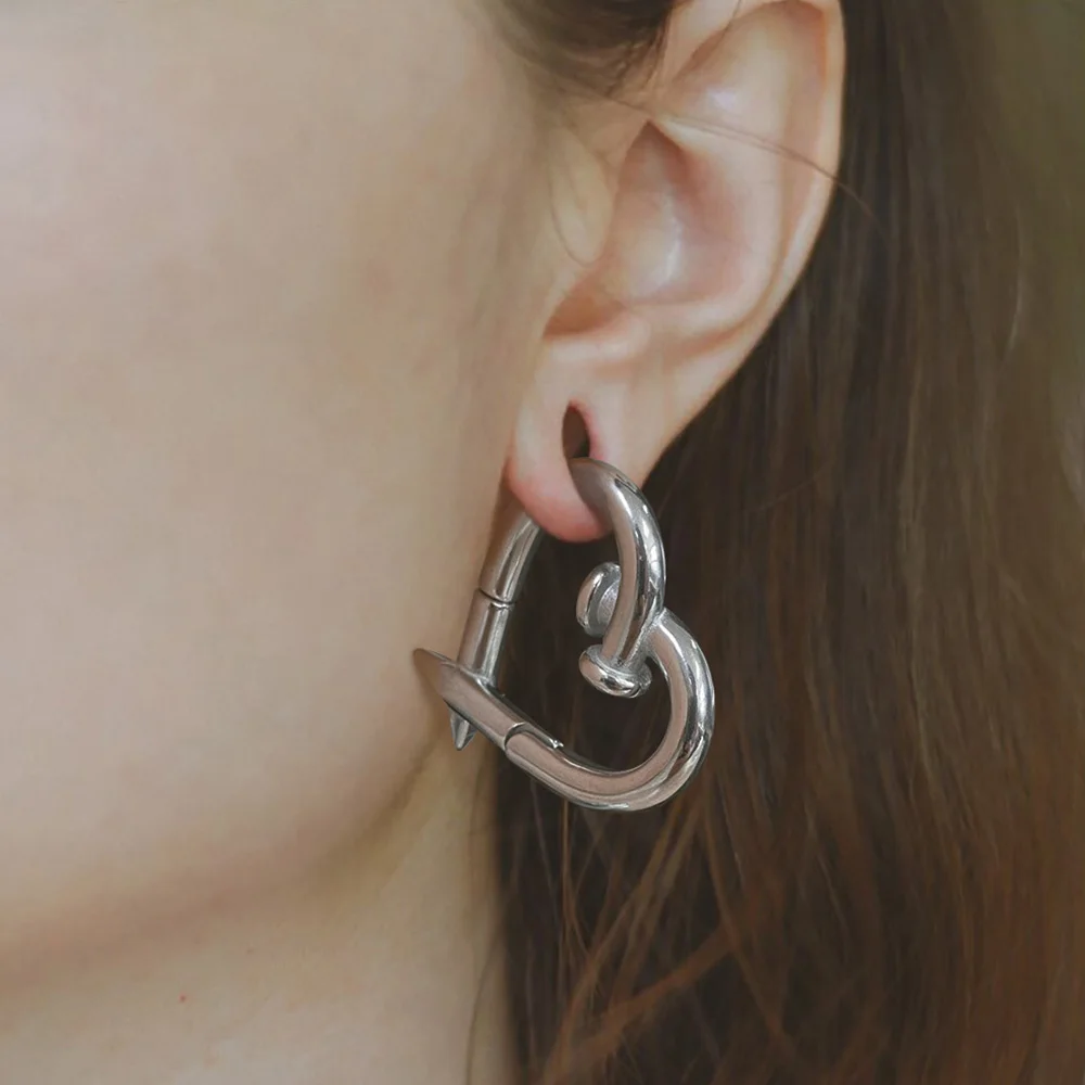 Stretched Ears Captive Bead Ring Ear Lobe Giga 2PCS Cool Heart