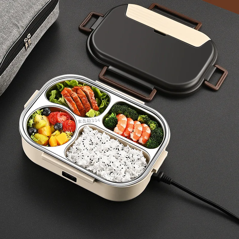 Electric Heated Lunch Boxes Stainless Steel Food Insulation Bento Lunch Box Home Car Keep Warm Lunch Box 1.2L, 12V/220V