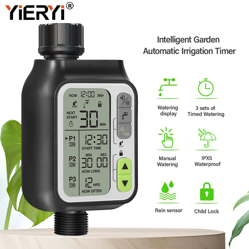 

Yieryi Intelligent Automatic Irrigation Timer Digital Garden Timed Water Valve Rain Sensor Swimming Pool Vegetable Irrigation