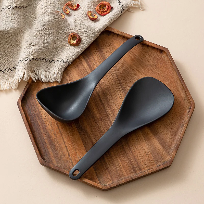 

Non-Stick Plastic Rice Spoon, Rice Cooker, Long Cooking Spatula, Black, White Soup Spoon, Kitchen Utensil, Tableware Tools