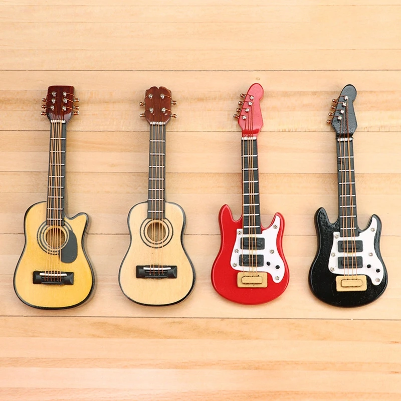 1:12 Miniature Guitar Mini Musical Instrument Dollhouse Furniture Model Decora 2
