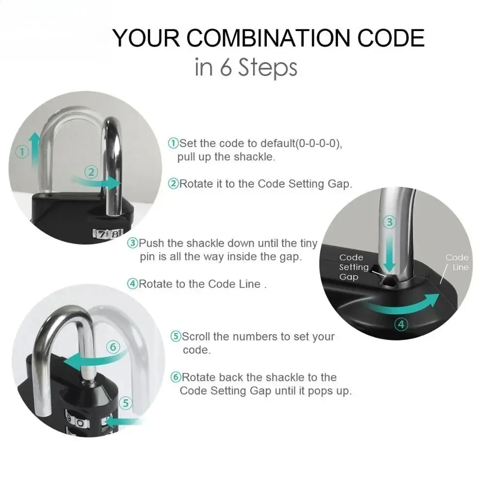 Mini Combination Padlock 4 Digit Waterproof Outdoor Lock For Door Suitcase Bag Package Cabinet Locker Window